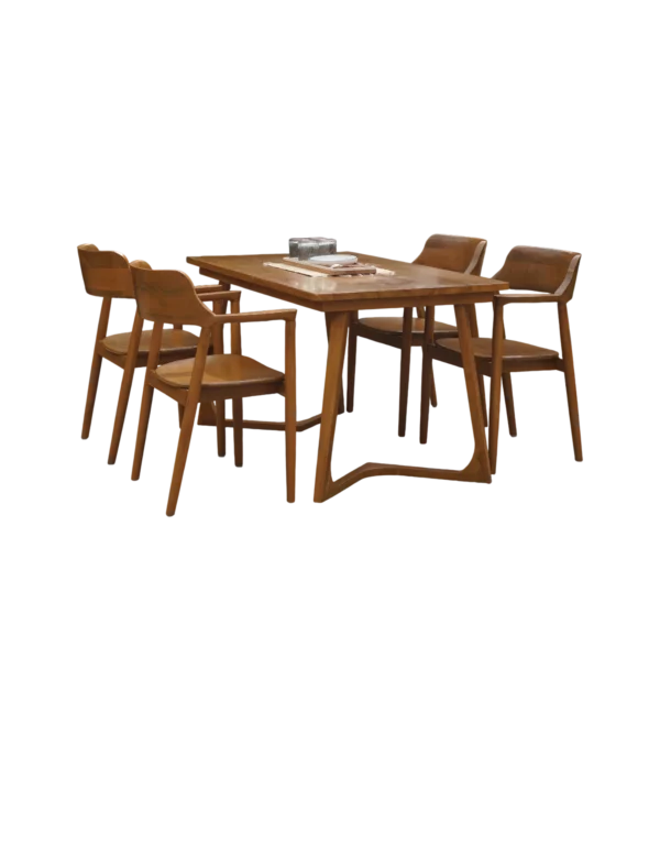 Set Meja Makan Herosima Kayu Jati Perhutani Meja Kaki V