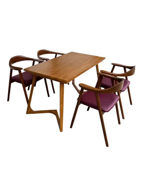 Set Meja Makan Minimalis Kayu Jati Perhutani