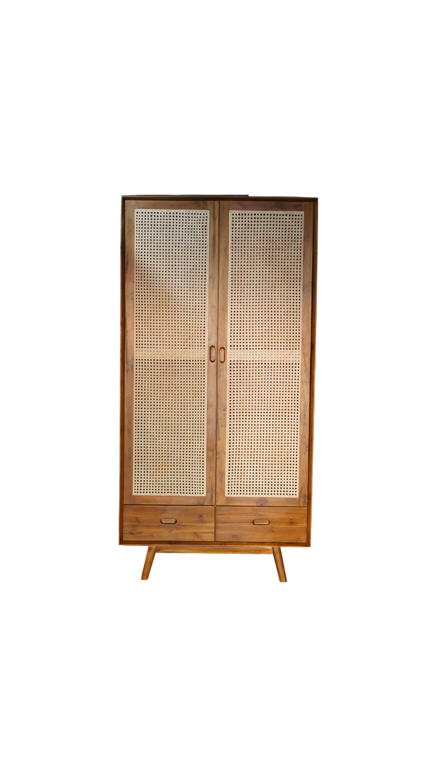 Lemari Retro 2 Pintu Kayu Jati & Rotan Lemari Klasik Minimalis kayu jati perhutani