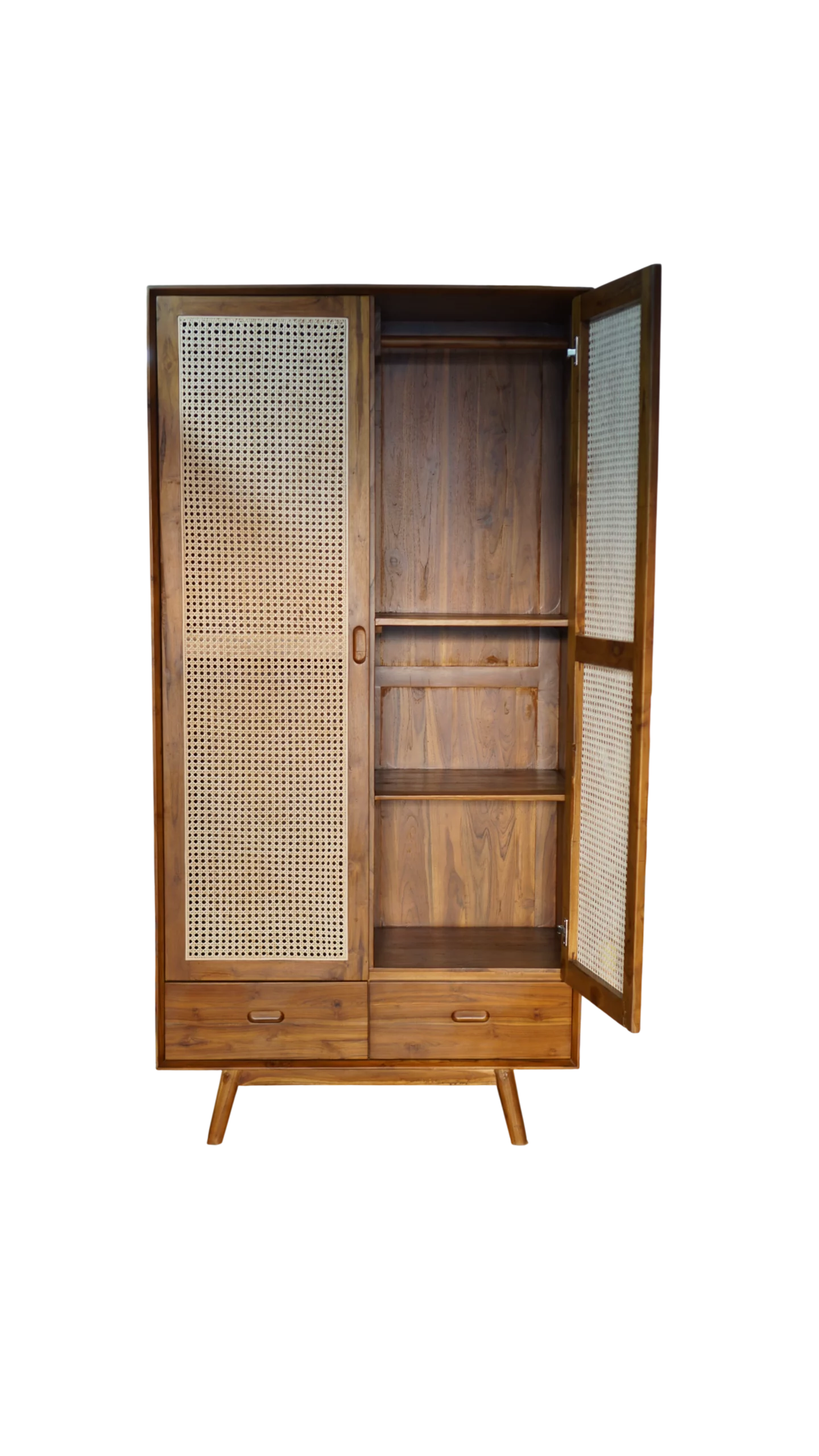 Lemari Retro 2 Pintu Kayu Jati & Rotan Lemari Klasik Minimalis kayu jati perhutani - Image 6