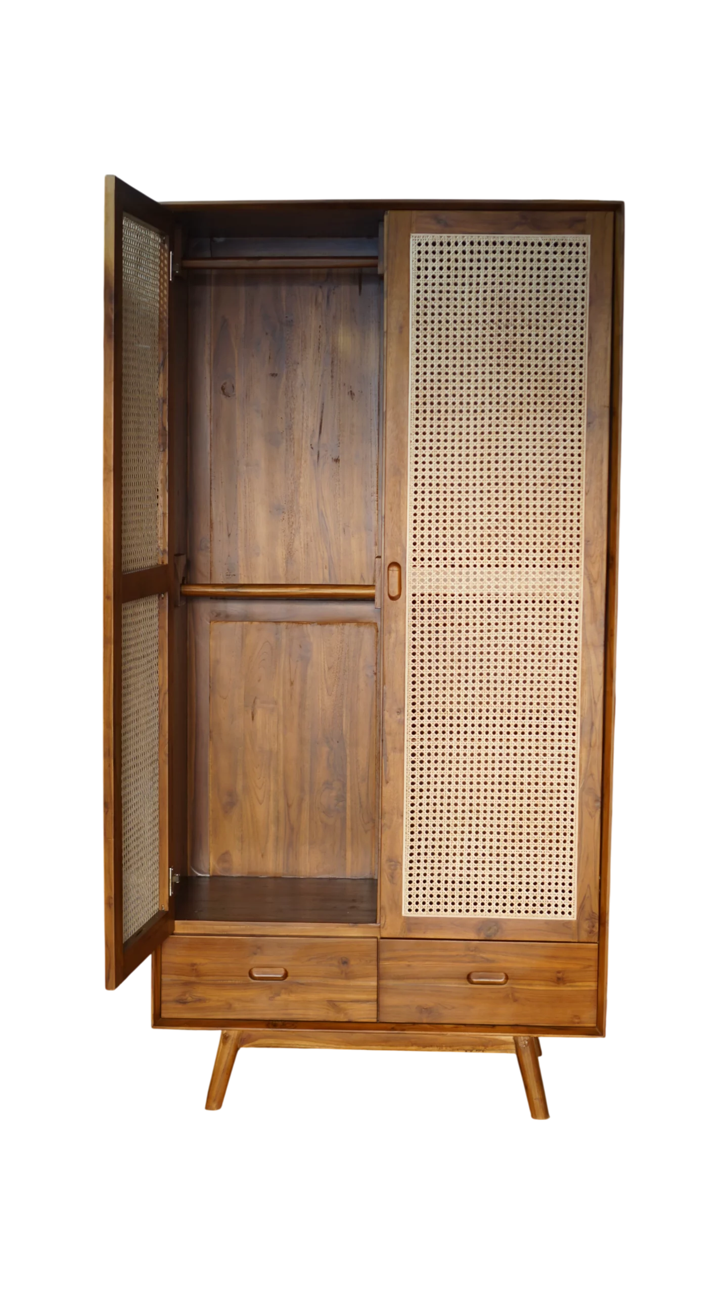 Lemari Retro 2 Pintu Kayu Jati & Rotan Lemari Klasik Minimalis kayu jati perhutani - Image 5