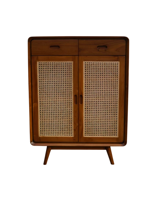 Lemari Hias Akses Rotan Kayu Jati Perhutani