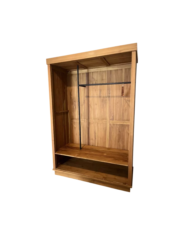 Lemari Pakaian Tanpa Pintu 2 Sekat Kayu Jati Perhutani