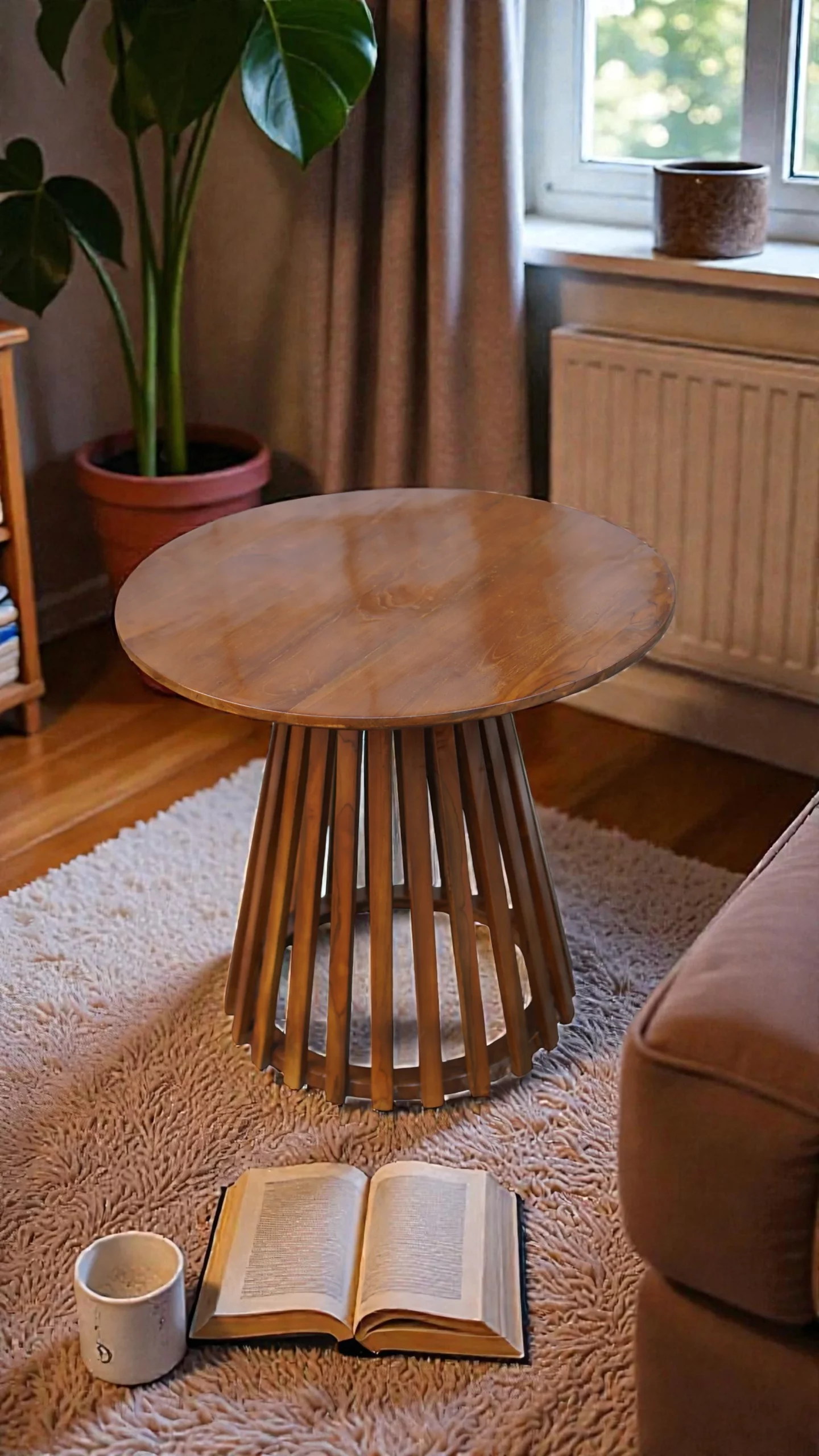 meja teras minimalis cafe aesthetic kayu jati perhutani - Image 2