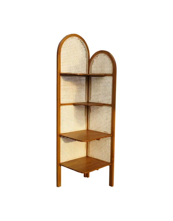 Rak Buku kayu jati perhutani akses rotan minimalis