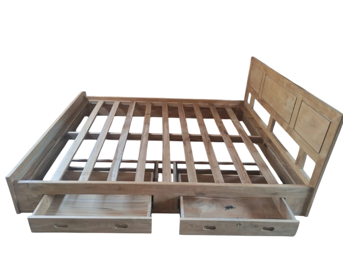 Tempat Ranjang Kayu Jati Desain Minimalis Dengan Tempat Penyimpanan - Image 3