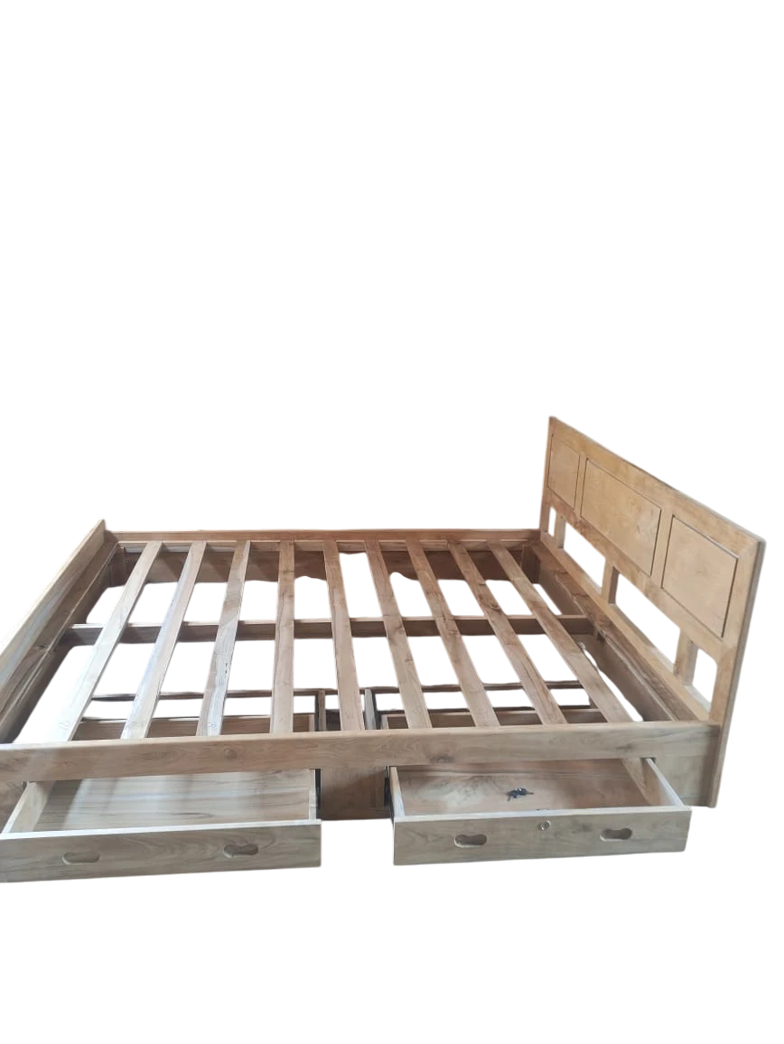 Tempat Ranjang Kayu Jati Desain Minimalis Dengan Tempat Penyimpanan