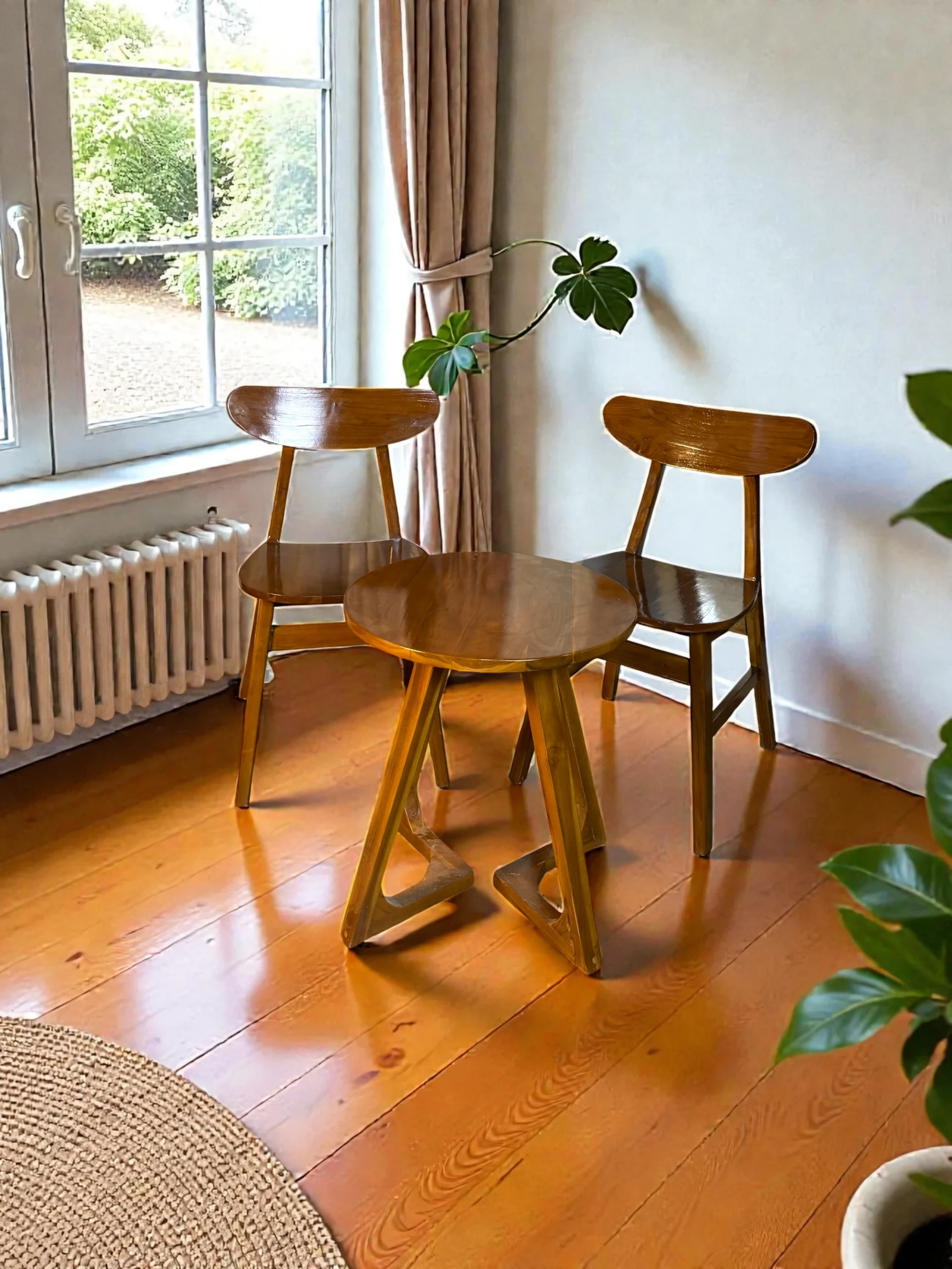 Set Teras Ropan Kursi Teras Ropan Minimalis Kayu Jati Perhutani Meja Kaki V - Image 2