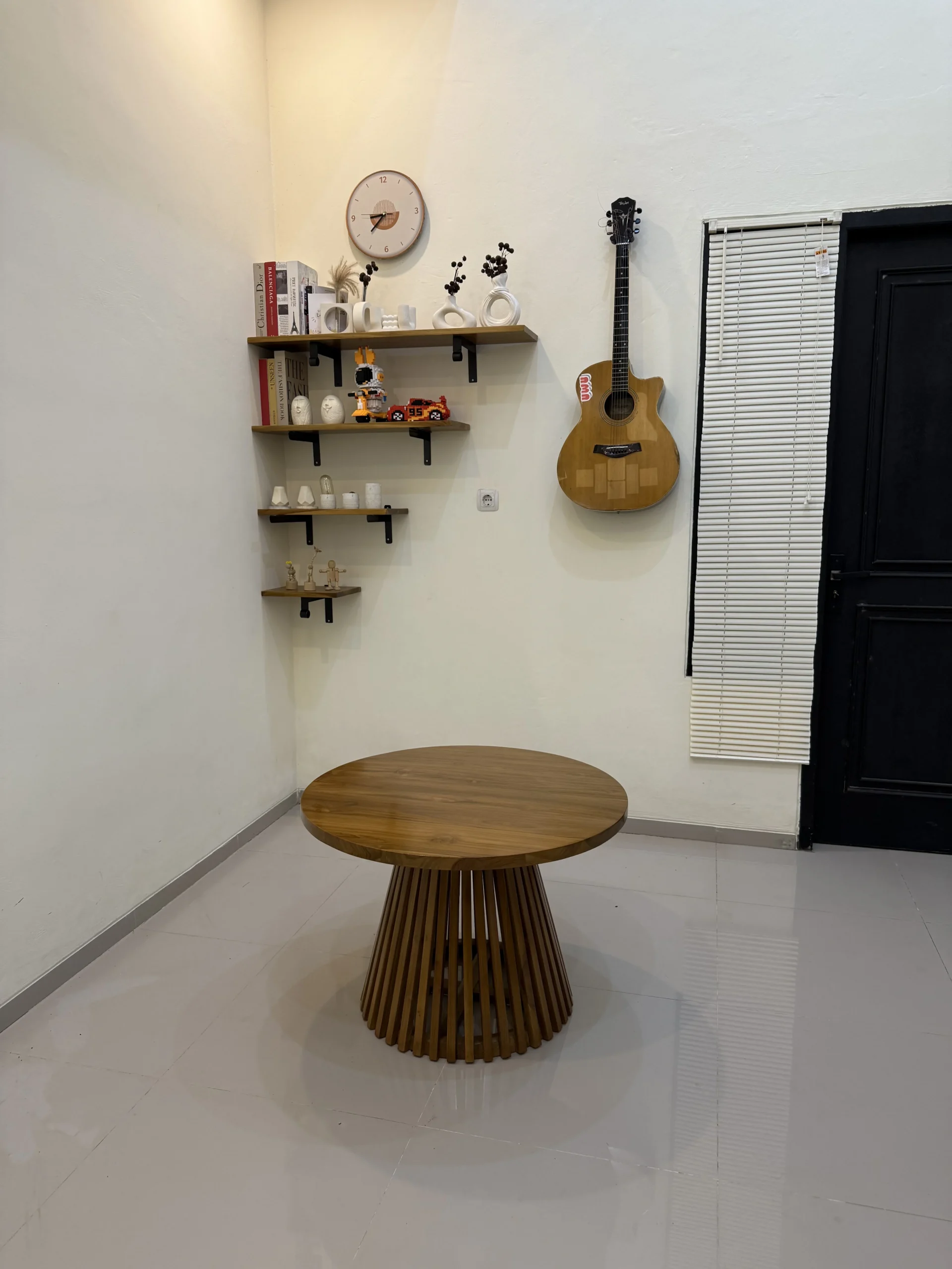 Meja Jamur Kayu Jati minimalis cafe aesthetic kayu jati perhutani Diameter 80 - Image 4