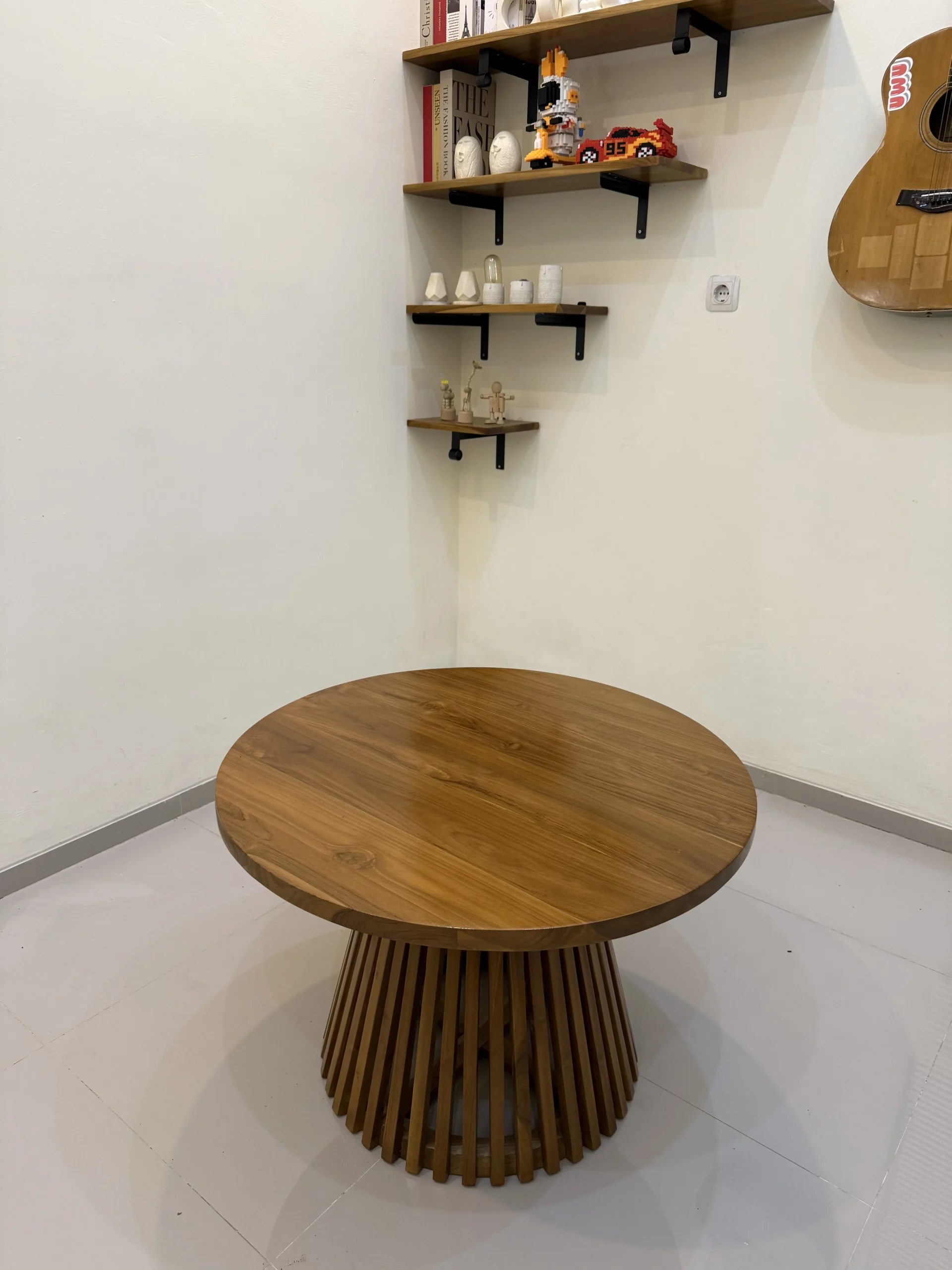 Meja Jamur Kayu Jati minimalis cafe aesthetic kayu jati perhutani Diameter 80 - Image 2