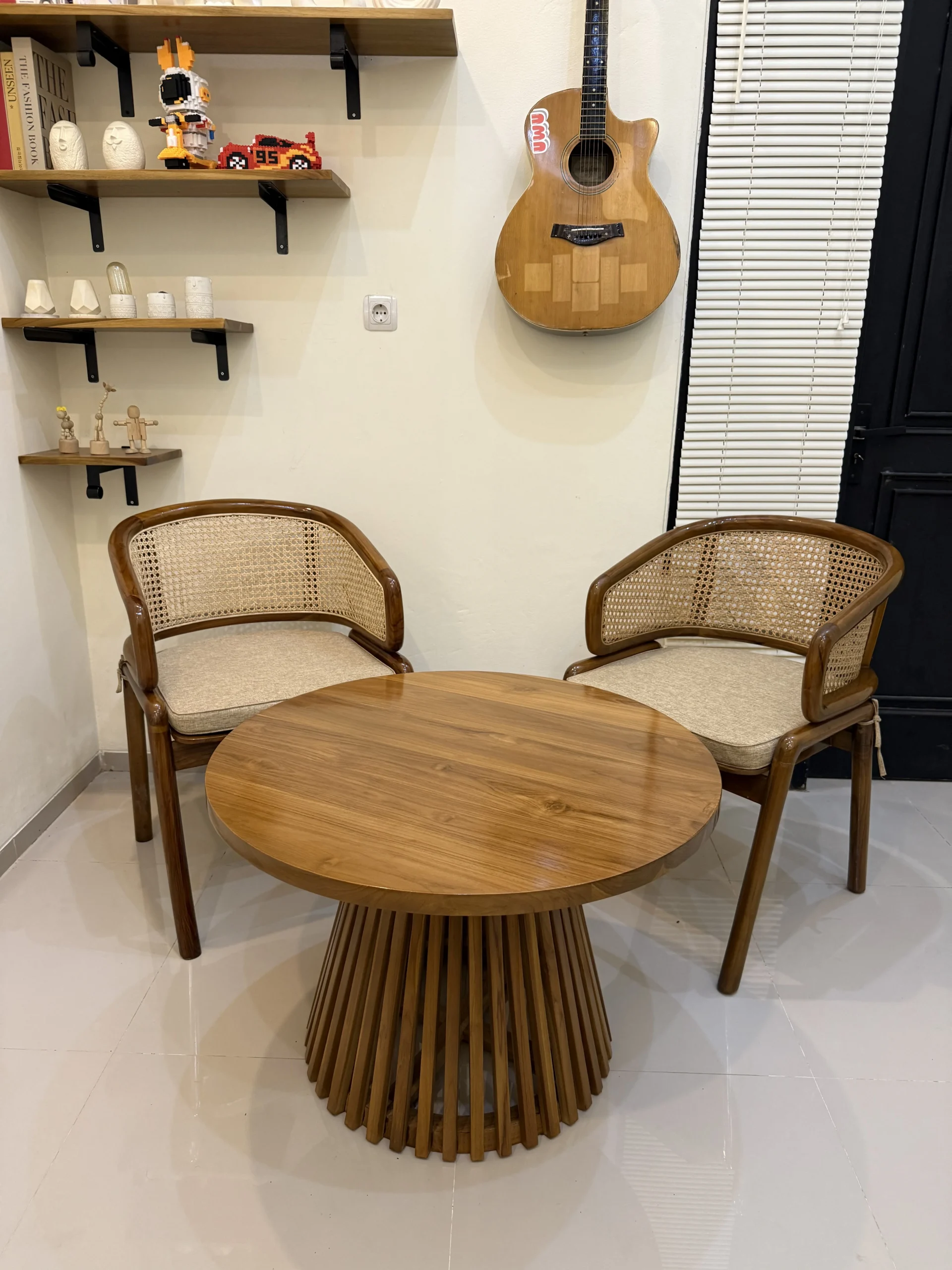 Kursi Teras Cleopatra Grade A Kayu Jati Perhutani Grade A Meja Bundar Diameter 80cm - Image 2