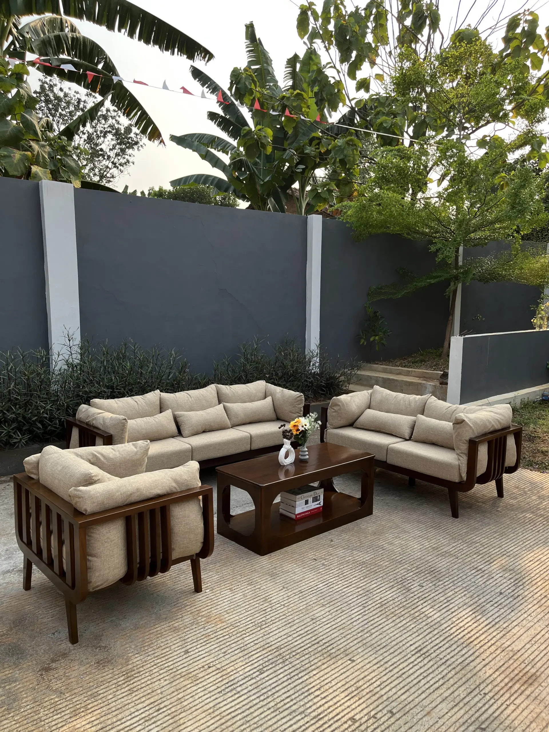 Set Sofa Outdoor / Living Kayu + Cushion - Image 2