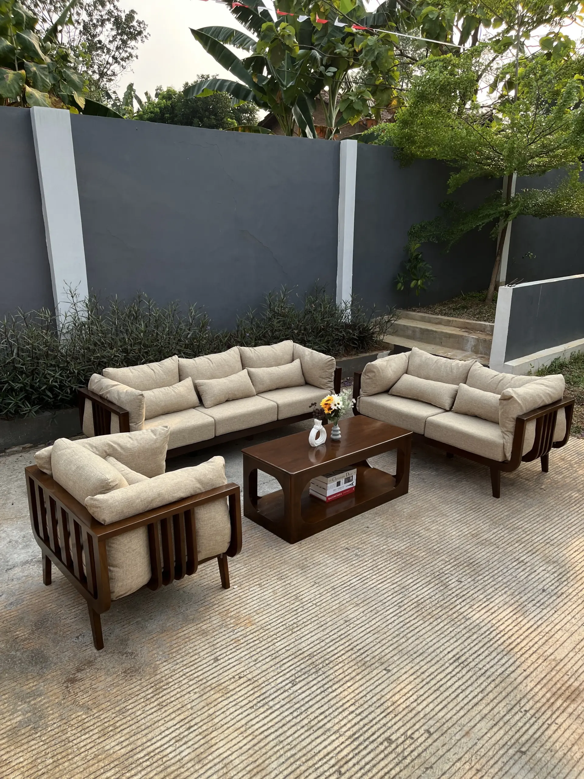 Set Sofa Outdoor / Living Kayu + Cushion - Image 3