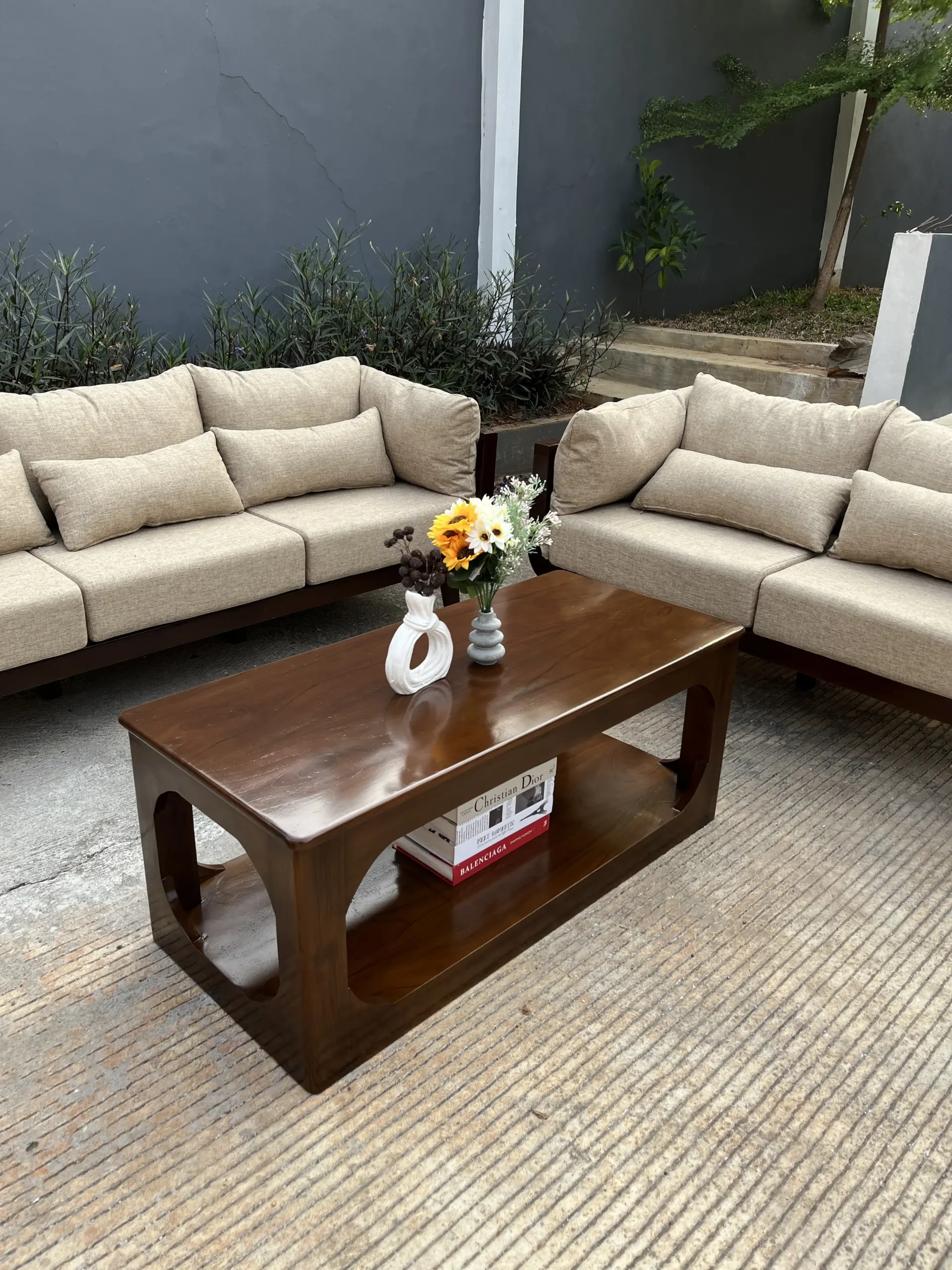 Set Sofa Outdoor / Living Kayu + Cushion - Image 6