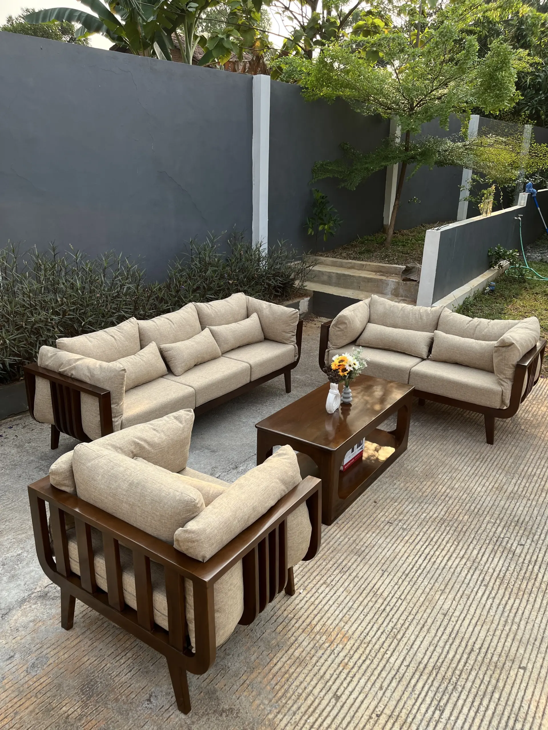 Set Sofa Outdoor / Living Kayu + Cushion - Image 12