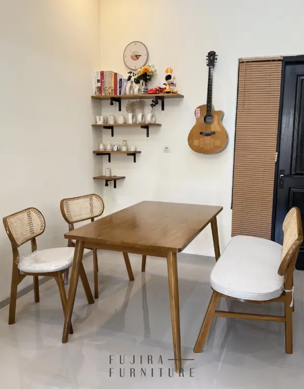 Set Meja Makan Kursi Kacang Sandaran Lebar Premium