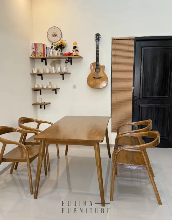 Set Meja Makan Selly Kayu Jati 140 cm