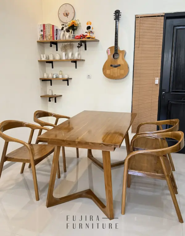 Set Meja Makan Selly Kaki V 140 cm Grade A