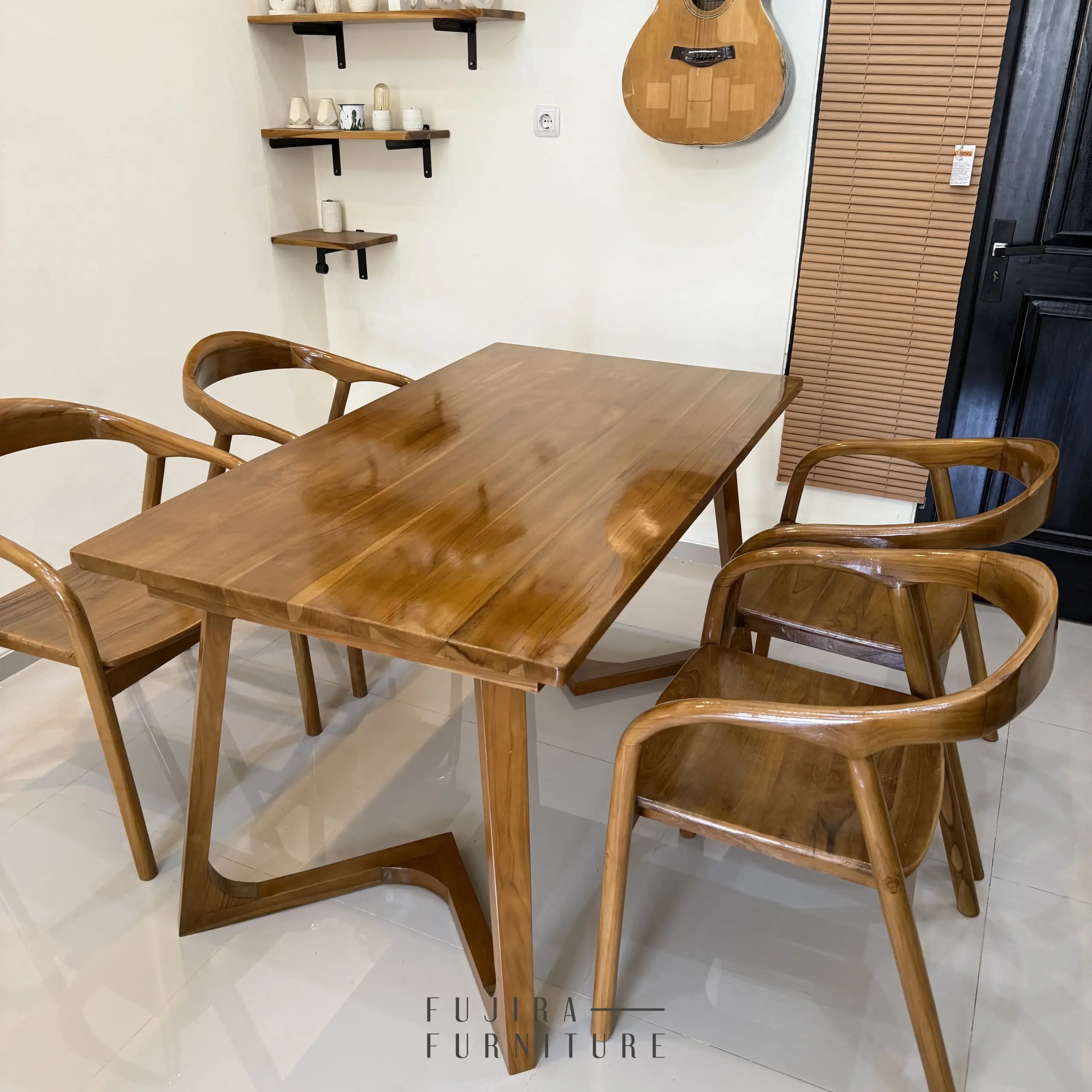 Set Meja Makan Selly Kaki V 140 cm Grade A - Image 3