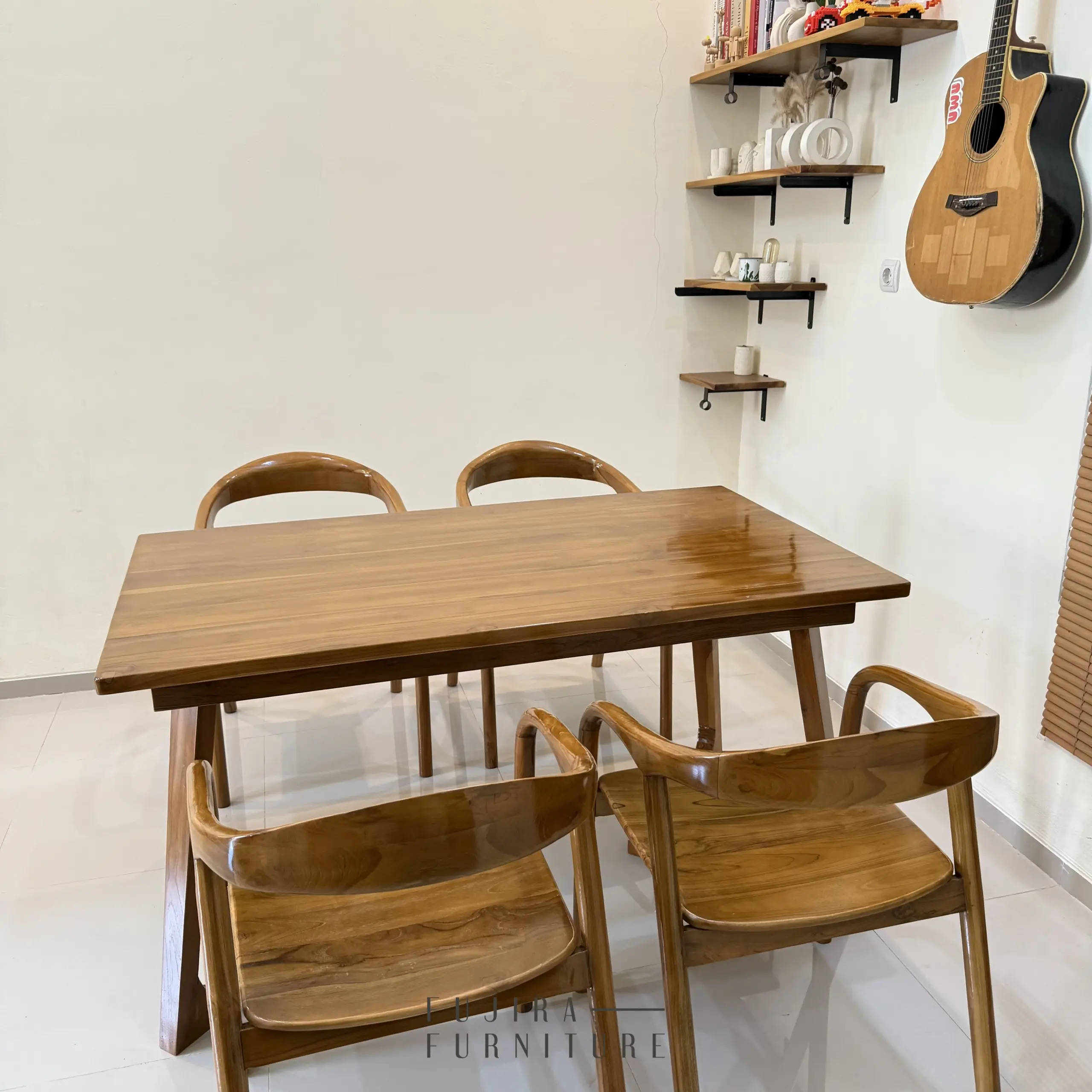 Set Meja Makan Selly Kaki V 140 cm Grade A - Image 4